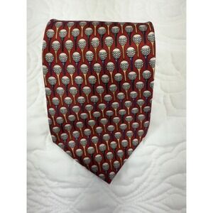Vtg Henri Christian Silk Tie Men's Golf Tee Multicolor Designed In Great Britain